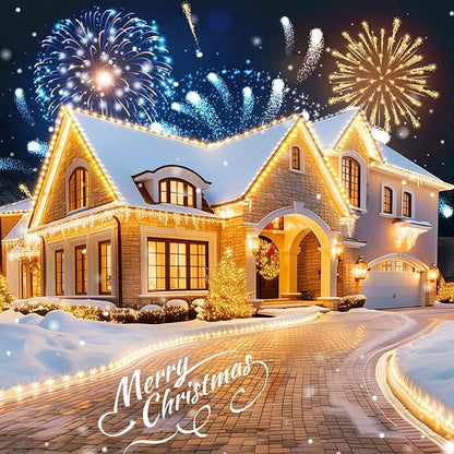 Minetom 100 LED C9 LED Christmas Lights Outdoor, 66FT Lighted Length Plug-in Waterproof C9 String Lights with Timer & Memory Function, 8 Modes, Connectable, for Tree Home Yard Party Indoor, Warm White