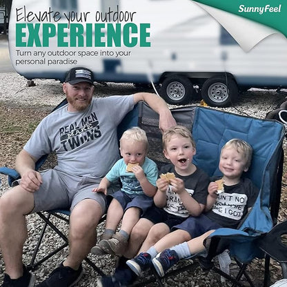 SUNNYFEEL Double Camping Chair Oversized Loveseat for Adults | 600LBS Heavy Duty Padded Camping Couch with Cup Holder, Storage Pockets & Carry Bag for Patio RV/ Lawn/ Backyard
