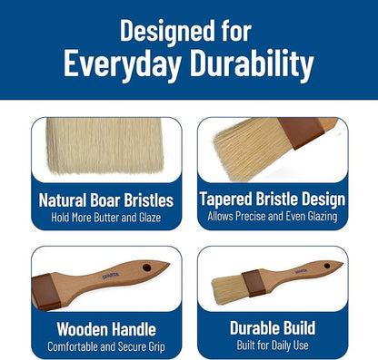 SPARTA Kitchen Basting Brush – 4037300 Basting Brush for Cooking Flat Boar Bristle Brush, Hardwood Handle for Kitchens, Restaurants, Catering, High Heat Food Prep, 1.5in, Pack of 12