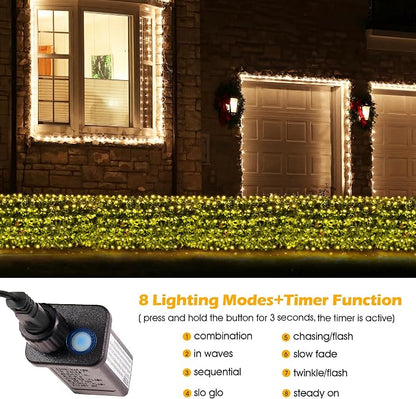 BlcTec Christmas Lights Outdoor 360 LED 9.8ft x 6.6ft Christmas Net Lights with 8 Modes, UL Certified, Timer, Connectable, Waterproof for Bushes, Shrubs, Yard Outdoor Xmas Decorations, Warm White