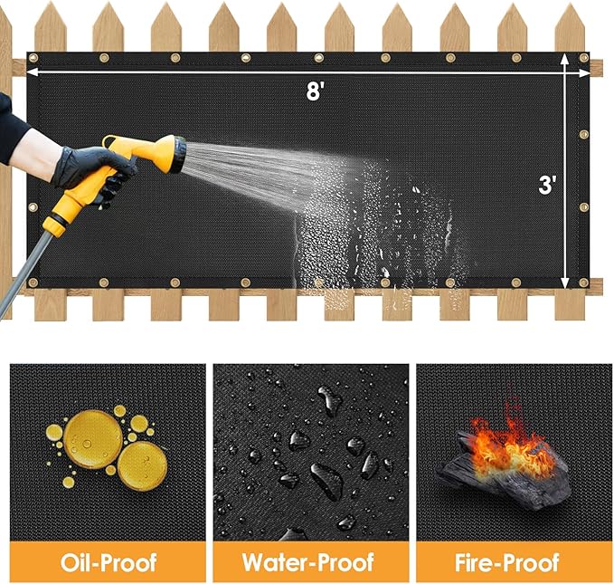 3'x8' Fireproof Heat Shield for Wall Behind Grill Protect Deck Fence from Grill Heat, Heat Shield Grill Mat, Stove Wall Protector Fridge, BBQ Grill Mat Accessories Compatible with Blackstone