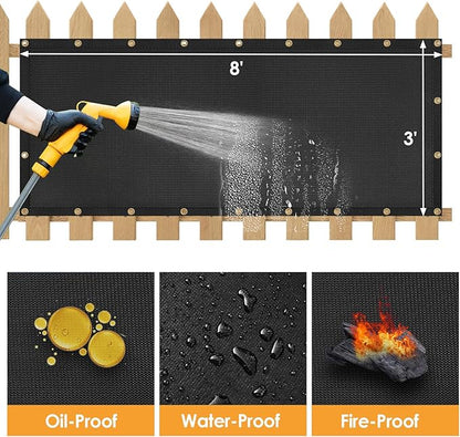 3'x8' Fireproof Heat Shield for Wall Behind Grill Protect Deck Fence from Grill Heat, Heat Shield Grill Mat, Stove Wall Protector Fridge, BBQ Grill Mat Accessories Compatible with Blackstone