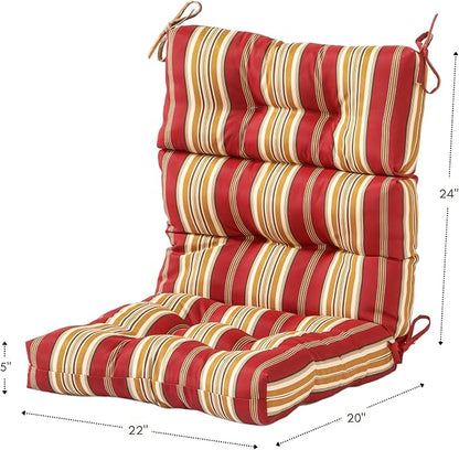 Greendale Home Fashions Outdoor 44x22-inch High Back Chair Cushions (Set of 2), Tuscan Stripe