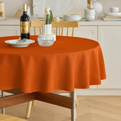 Decorelia Waterproof Round Tablecloth for Round Dining Table, Decorative Rustic Soft Wipeable Table Cloths Cover Indoor Outdoor Use for Holiday,Wedding, Kitchen (70 Inch,Round (4-6 Seats),Rust)