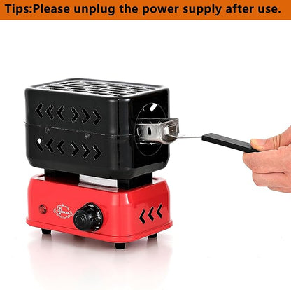 minkah Charcoal Burner 3D 360° Faster Heating Electric Stove Coconut Coal Starter 2 Heating Zones with Stainless Detachable Tongs, 1200W High Power Cube Coil Multipurpose Turbo Burner Fire Starter
