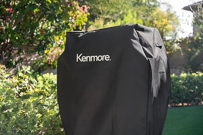 Kenmore 33 Inch Gas Grill Cover for Outdoor Grill, Universal BBQ Grill Cover for 2- and 3-Burner Gas Grill, Weatherproof, UV- and Fade-Resistant with Hook & Loop Straps, Black