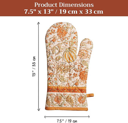 Maison d'Hermine Oven Gloves 100% Cotton Oven Mitt (7" x 13", Pack of 1) | With Loop Heat Resistant BBQ Cooking Gloves Baking Kitchen Handling Hot Pans Thanksgiving Christmas - Pumpkin Spice