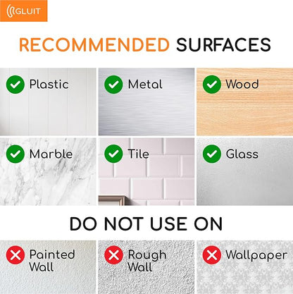Adhesive Wall Hooks for Hanging, Heavy Duty No Drill, 22 lbs, 20 Pack | GLUIT Adhesive Wall Hooks for Hanging, Transparent Waterproof Sticky Towel Hook for Bathroom Kitchen Home Outdoor