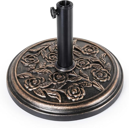 19.8 Lbs Round Umbrella Stand, Heavy Duty Weighted Base for Outdoor Market Parasols, Stable Holder for Patio Deck Lawn Garden Poolside, Bronze