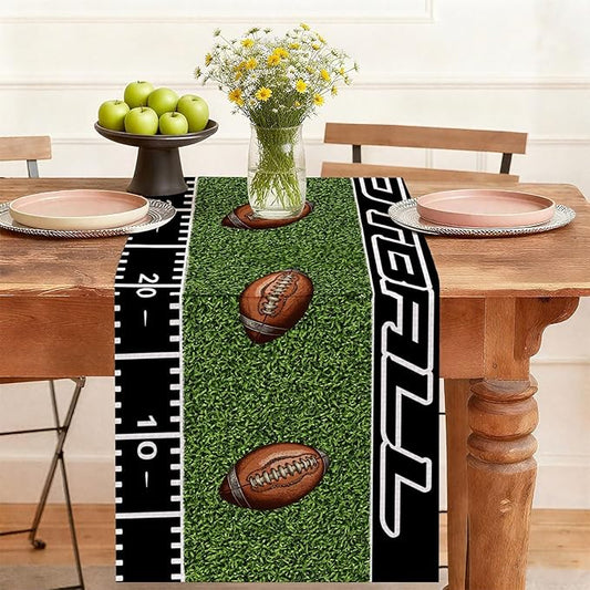 Football Table Runner,Dining Decor for Kitchen Coffee Table Family Dinners Holiday Parties Wedding Events Decor(13x72 inch)
