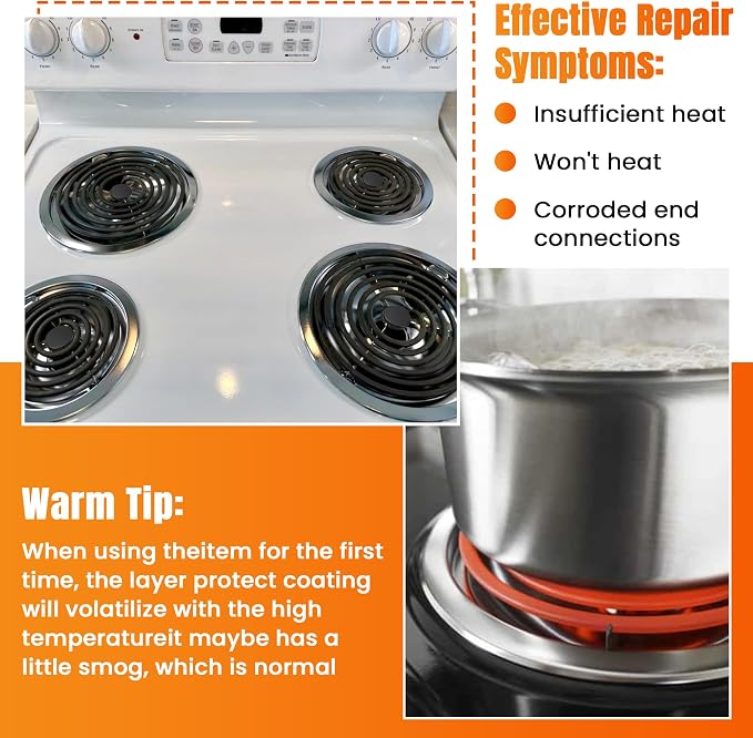 W10196405 W10196406 Chrome Drip Pans & MP22YA Electric Range Burner Element | Compatible with Amana/Maytag/Whirlpool Electric Stove, Include 2 6-Inch and 2 8-Inch Silver Drip Pans & Stove Burner Elements