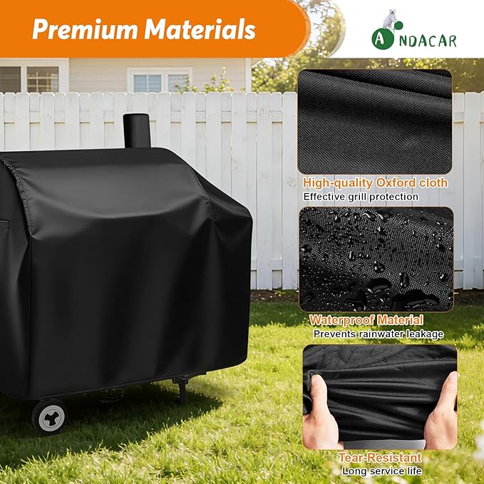 Charcoal Grills Cover for Royal-Gourme-t CC1830 30 Barrel Charcoal Grill, Waterproof Outdoor Grill Cover Royal-Gourme-t BBQ Grill Cover Barbeque Grill Cover - 44" L×27.6" W×43" H, Black