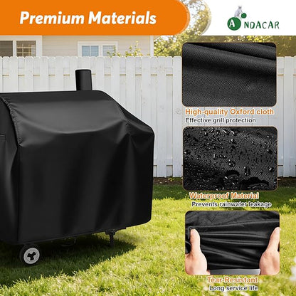 Charcoal Grills Cover for Royal-Gourme-t CC1830 30 Barrel Charcoal Grill, Waterproof Outdoor Grill Cover Royal-Gourme-t BBQ Grill Cover Barbeque Grill Cover - 44" L×27.6" W×43" H, Black