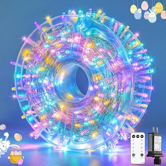 JMEXSUSS 400 LED Easter Lights Indoor Outdoor, 132FT Easter String Lights | Pastel String Lights Plug in, with Remote, 8 Modes Colorful Christmas Light for Bedroom Party Tree Decorations