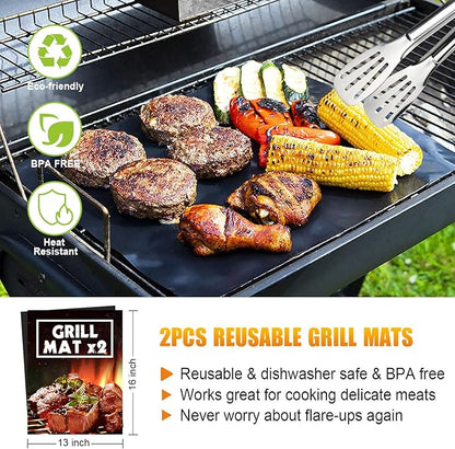 Cifaisi BBQ Grill Accessories Set, 38Pcs Stainless Steel Grill Tools Grilling Accessories with Aluminum Case, Thermometer, Grill Mats for Camping/Backyard Barbecue, Grill Set for Men Women