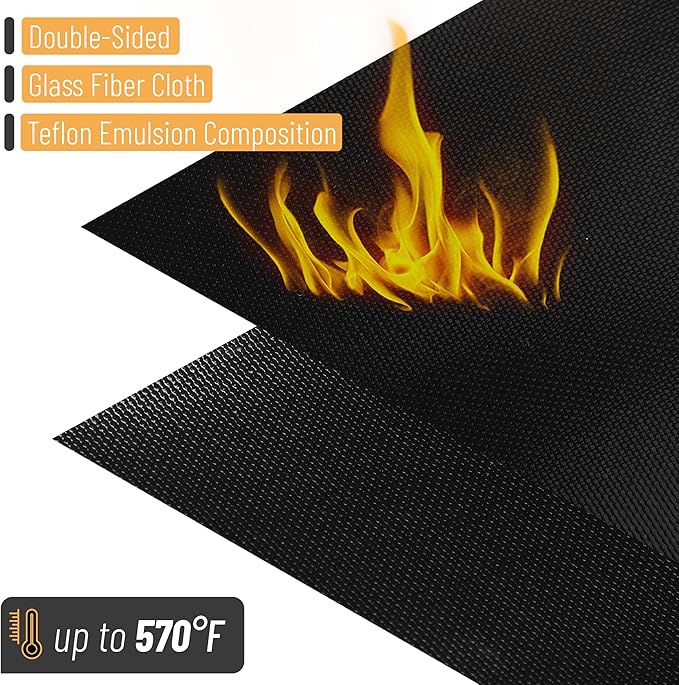 UNCO- Grill Mats for Outdoor Grill, 13" x 15.8", 3 Pack, Black, Nonstick Reusable Grilling Mats for Outdoor Grill, BPA and PFOA Free with PTFE-Fiberglass Coating