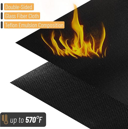 UNCO- Grill Mats for Outdoor Grill, 28" x 17.8", 2 Pack, Black, Nonstick Reusable Grilling Mats for Outdoor Grill for 28 Inch Blackstone Griddle, BPA and PFOA Free with PTFE-Fiberglass Coating