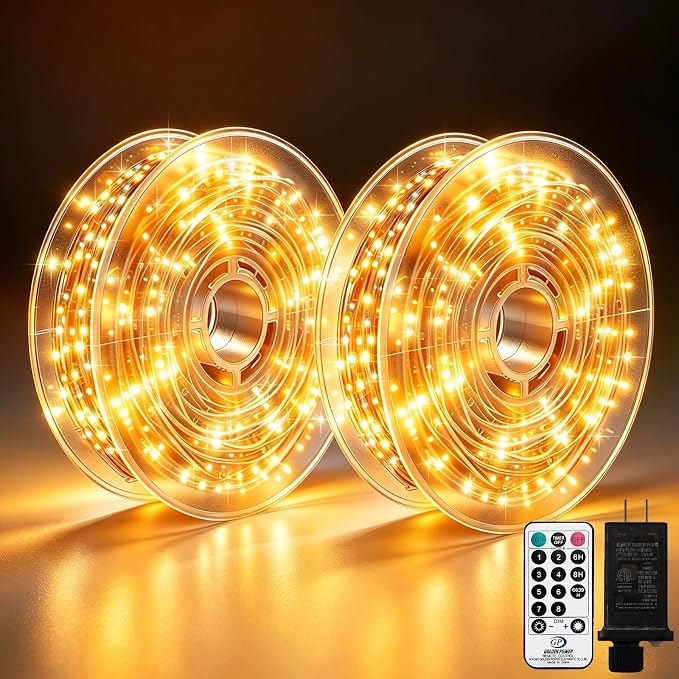 2 Pack 450 LED Fairy Lights Plug in 2 x 88FT Total 176FT Silver Wire Twinkle String Light with Remote Timer Dimmable Waterproof Copper Wire Lights for Bedroom Patio Garden Tree Wedding Christmas Decor