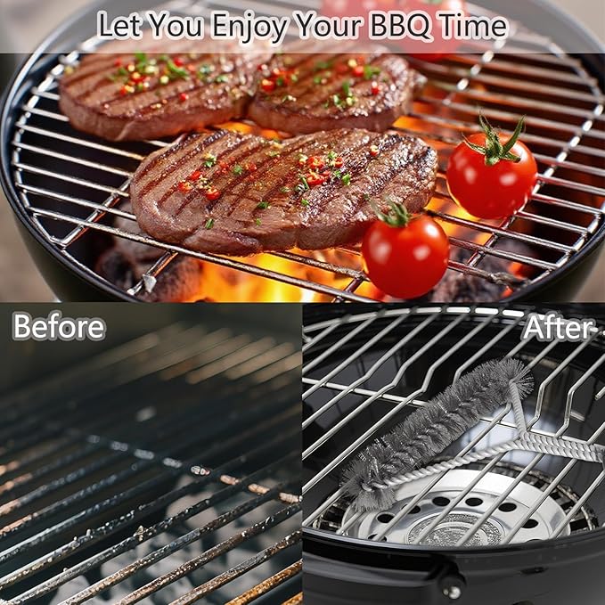 VNIMTI Grill Brush 2 Packs, BBQ Brush Bristle Free & Wire Combined, Grill Cleaning Brush for Outdoor Grill, Ideal Grill Accessories Gifts for Party Vacation Holiday - Black