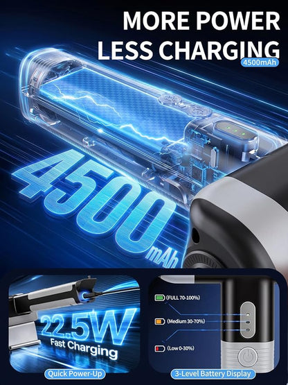 DEGGE Electric Grill Brush, Cordless BBQ Grill Cleaner with 4500mAh Battery | 800RPM High-Torque Motor, Built-in LED Light, 304 Stainless Steel Roller Brush for Uncoated Gas & Charcoal Grills