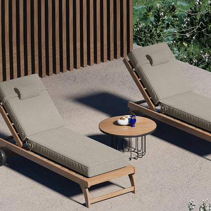 72 x 21 x 4 Inch Olefin Chaise Lounge Cushions, Lounge Chair Cushions with Headrest for Outdoor Furniture - Weather and Fade Resistant Patio Replacement Furniture Lounge Chair Cushion Set of 2
