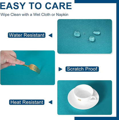 DWCN Rectangle Tablecloth - 52 x 70 Inch - Waterproof Stain and Wrinkle Resistant Washable Table Cloth, Decorative Fabric Table Cover for Kitchen Dining Room Party and Outdoor Use, Turquoise