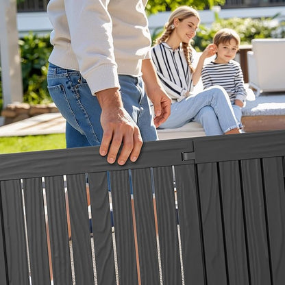 NUNU LAB Outdoor Chaise Lounges Set of 2, 5-Position Adjustable Patio Recliners with All-Weather Resin, Sun Loungers for Deck, Garden, Beach, Pool Sunbathing (Black Wood Grain, Set of 2)