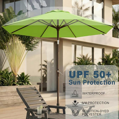 10FT Patio Umbrella, Outdoor Umbrella with Push Button Tilt and Crank, 8 Sturdy Ribs, UV Protection & Waterproof Market Umbrella for Pool, Backyard, Beach,Deck