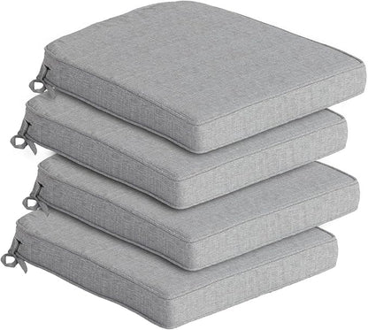Goodgoods 19.5 x 20 Outdoor Chair Cushions Set of 4, Fade-Resistant & Water-Resistant Patio Seat Cushion Pads with Ties, 30D High-Resilience Foam for Dining Room Kitchen Chairs, Stone Gray