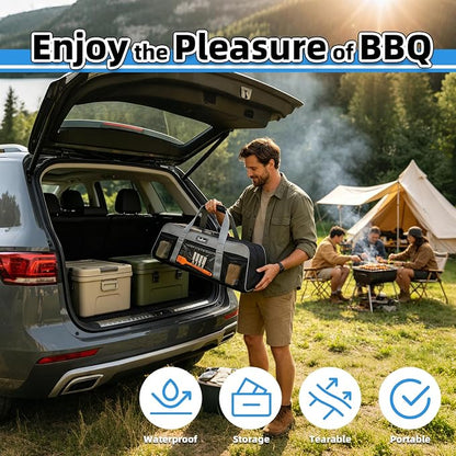22 Inch Grill Tool Storage Bag, Heavy-Duty 1680D Oxford Organizer | Water-resistant protection; Fits long BBQ utensils; Easy to carry; For camping, RV and tailgating; Bag only