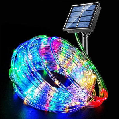 Honche Solar Rope Light 33FT 100L IP65 Weatherproof Outdoor LED Copper Fairy String Tube Lights for Party Garden Porch Yard Home Wedding Vacation Daily Holiday Decoration Lighting(Multi Color)