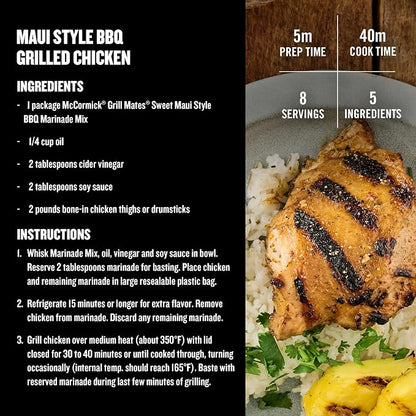 McCormick Grill Mates Marinade Mix, Hawaiian Style BBQ, Tropical Hawaiian-Inspired, 15 Minute Marinade for Chicken, Pork, and Seafood, 1.25 oz (Pack of 12)
