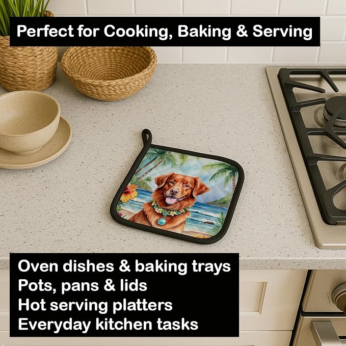 Caroline's Treasures Nova Scotia Duck Tolling Retriever Luau Pair of Pot Holders Kitchen Heat Resistant Pot Holders Sets Oven Hot Pads for Cooking Baking BBQ, 7 1/2 x 7 1/2