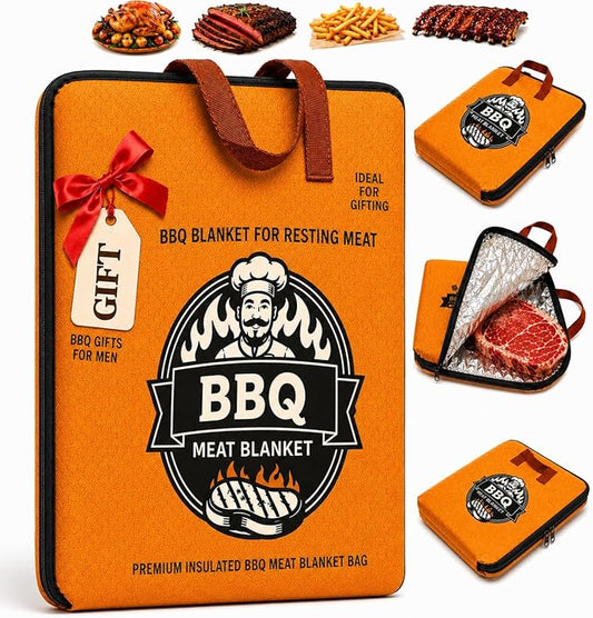 BBQ Blanket for Resting Meat – 21" 5-Layer Insulated Meat Resting Bag for Brisket, Turkey & Chicken | Food Warmer Bag for Smoking | BBQ Gifts for Men, Dad, Husband & Boyfriend