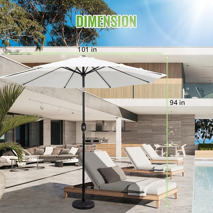 Backyard Expressions 9 ft. Patio Umbrella, Market Table Umbrella w/Tilt and Crank, 8 Ribs