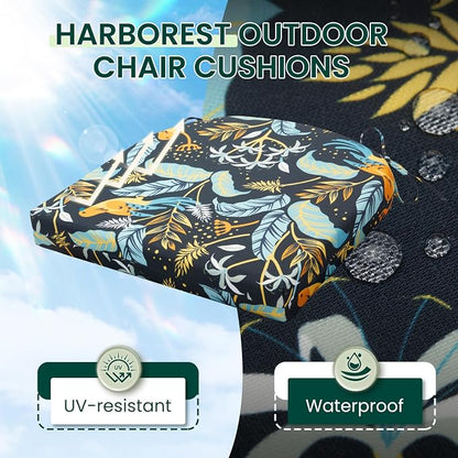 HARBOREST Outdoor Chair Cushions Set of 6, Water Resistant Patio Chair Cushions with Ties, Outdoor Seat Cushions for Patio Furniture, 17"x16"x2", Philomel