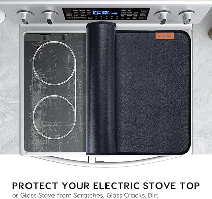 VIESEMBO Fireproof Stove Cover, 28.5×20 Inches Electric Stove Top Cover, Heat Resistant GlassTop Stove Cover Protector, Kitchen Flat Stove Top Covers for Electric Stove Black