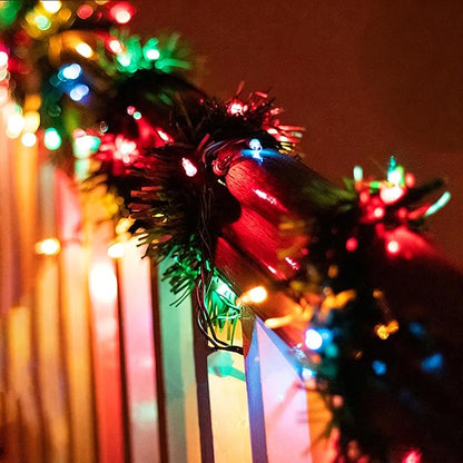 Battery Operated String Lights - 2 Pack Total 33ft 100 LEDs Multicolor Christmas Lights with Timer, 8 Modes Waterproof Twinkle Lights for Indoor Outdoor Xmas Tree Wreath Party Holiday Decorations