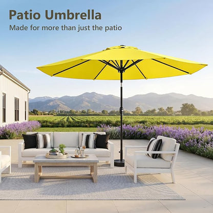 9FT Patio Umbrella,Outdoor Table Umbrella with Push Button Tilt & Crank,Pool Umbrella with Fade-Resistant Canopy, Heavy-Duty Steel Frame, Vented Top, for Deck, Backyard & Market