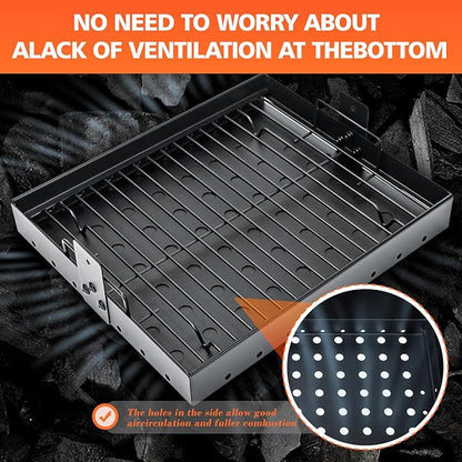 Uniflasy Stretchable 15-28" Charcoal Tray for Expert 24 Grill Parts, Pit Boss Memphis I, Chargriller PS9900 2190 6500 6800 8500, Adjustable Charcoal Basket Holder for Smoke Hollow 47183T-21 Replacement Parts