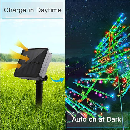 suddus 5 Colors Solar String Lights, Solar Christmas Lights Outdoor Waterproof with 8 Lighting Modes, Multi Colored 100LED Christmas String Lights for Indoor Patio Yard Trees Holiday Decoration