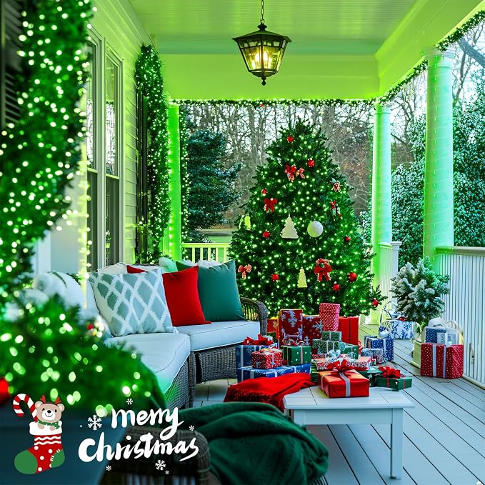 JMEXSUSS 132ft 400 LED Green Christmas Lights Indoor Outdoor Plug in | Green Halloween String Lights Plug in with Remote Clear Wire for Room Garden Patio Outside Party Xmas Tree Decor