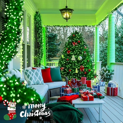 JMEXSUSS 132ft 400 LED Green Christmas Lights Indoor Outdoor Plug in | Green Halloween String Lights Plug in with Remote Clear Wire for Room Garden Patio Outside Party Xmas Tree Decor