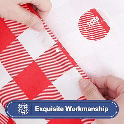 Smiry Picnic Table Cloth 2 Pack, Waterproof Elastic Fitted Tablecloths for 36x60 Rectangle Tables, Washable Polyester Buffalo Plaid Tablecloth for Camping, Dining & Outdoor (Red & White, 36" x 60")