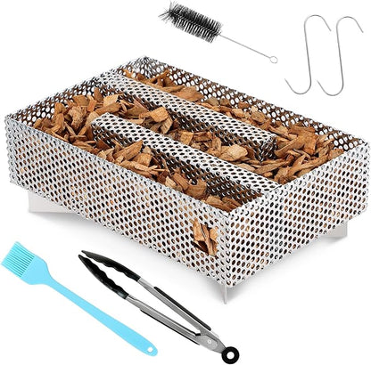 12 Hours Pellet Smoker Tray Box, 5”×8”, like Smoke Tube for Pellet Smoker, for Hot & Cold Smoking Meat, Fish, Cheese, and Pork, compatible with Any Grill or Smoker