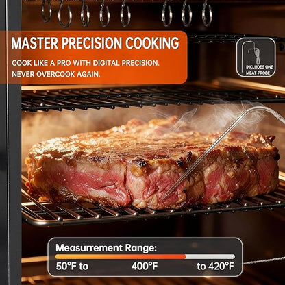 Vertical Pellet Smoker Grill with Cover & Meat Probe, 4-Rack Electric Pellet Smoker, 616 Sq.In Digital BBQ Smoker with LED Temperature Control for Outdoor Smoking Brisket, Ribs, Chicken & Sausage