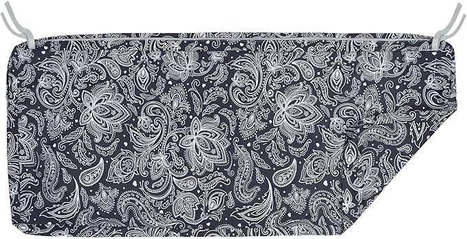 NettyPro Patio Bench Swing Loveseat Cushion Covers, Water Resistant UV Protection Outdoor Furniture Cushion Slipcovers with Zipper, Slate Grey Paisley, 48 x 18 x 3 Inch