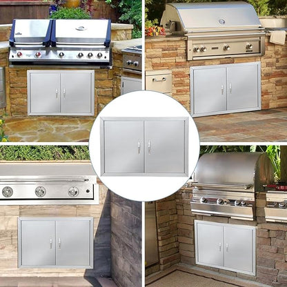 24"x24" Stainless Steel Outdoor Kitchen Doors - Flush Mount BBQ Access Door for Outdoor Kitchens, BBQ Islands & More