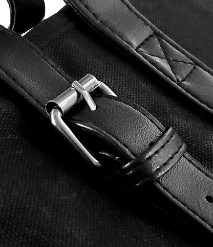 Ergo Chef Heavy Duty Waxed Canvas 10 Pocket Chef Knife Roll Bag Knife Case with Mesh Tool Pocket (Black) Durable Knife Case with Handle, Removable Shoulder Strap & Large Zippered Mesh Pocket