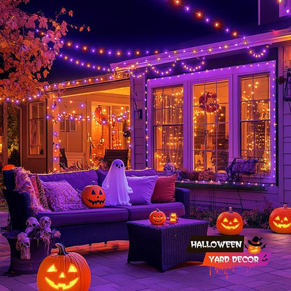 JMEXSUSS 500 LED Orange and Purple Halloween Lights with Remote | 173ft Halloween String Lights Outdoor Waterproof, 8 Modes Christmas Tree Light Plug in for Party House Indoor Decor